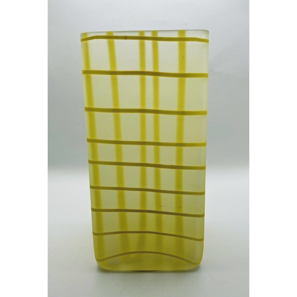 Vintage Retro Rectangular Yellow & Clear Frosted Glass by Gorgeous Design - Picture 3 of 11